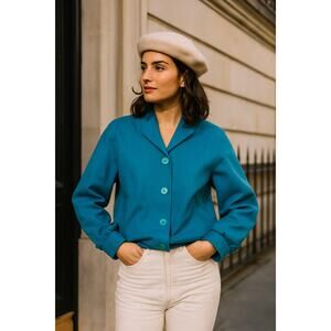 Vintage 70s diVinci California Blue Blazer Women’s L Lined Made in USA